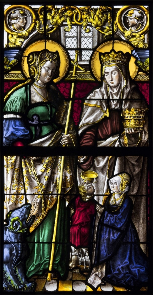 stained glass window 2 saints
