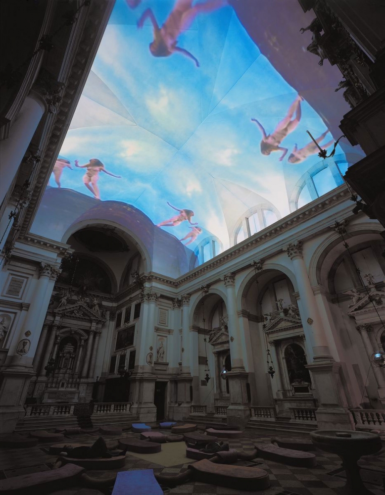 Pipilotti Rist&amp;nbsp;
Homo Sapiens Sapiens, 2005
Four-channel video and sound installation, with foam snake and carpet
Duration: 20 minutes, 52 seconds
Dimensions variable
Installation view, 51st Venice Biennale, 2005
Chiesea San Sta&amp;eacute;, Venice, Italy