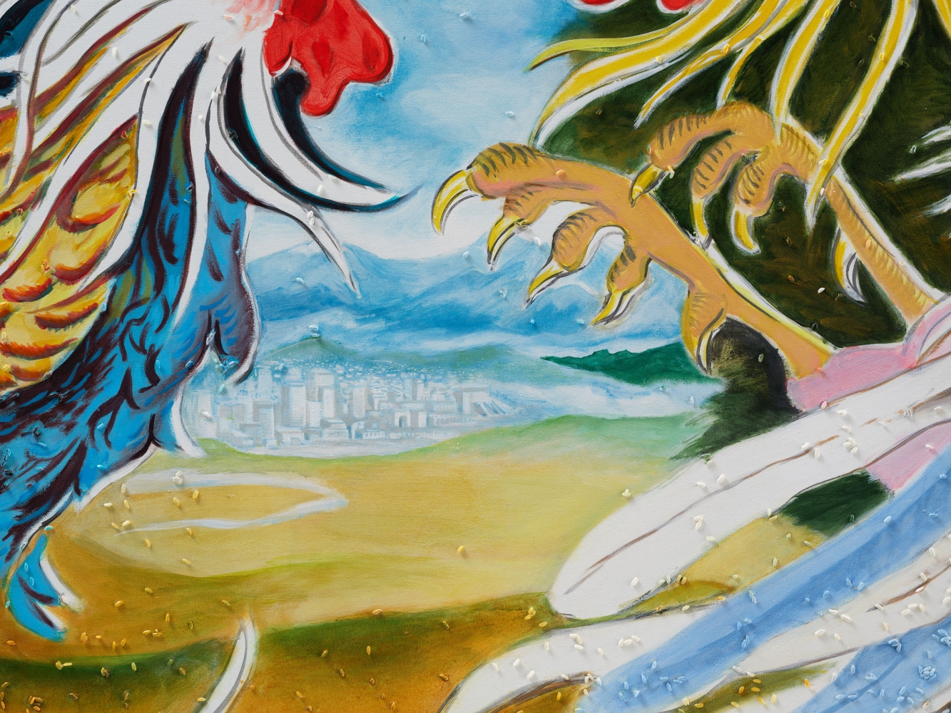 Allison Katz
Noli Me Tangere!, 2021 (Detail)
Oil, acrylic and rice on canvas
78 3/4 x 86 5/8 inches
(200 x 220 cm)