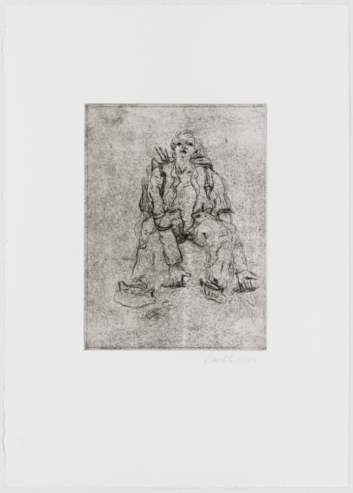 Georg Baselitz
Die Falle (The Trap), 1965, printed 1983
Etching and drypoint on zinc plate; on Rives laid paper
Image size: 12 5/8 x 9 3/8 inches
Paper size: 24 5/8 x 17 1/2 inches