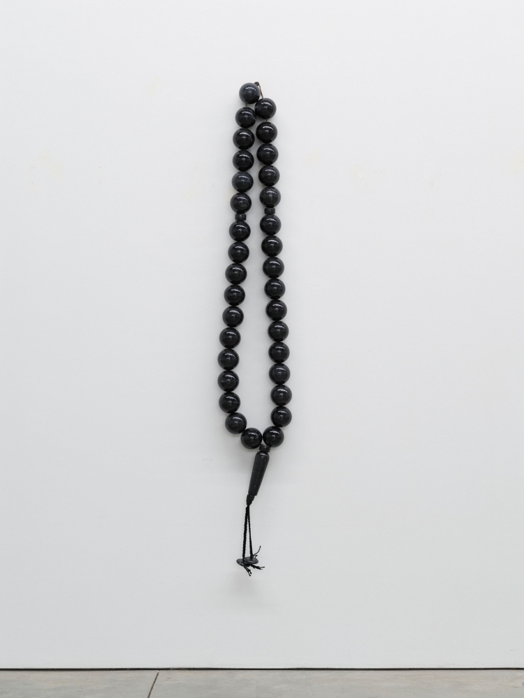 Zarina
Tasbih, 2016
Black marble strung with oxidized steel wire and silk cord
33 units, Each (diameter): 3 inches (7.6 cm)
Total length: 62 inches (157.5 cm)