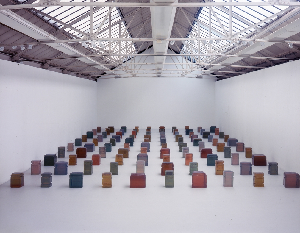 Rachel Whiteread
Untitled (One Hundred Spaces),&amp;nbsp;1995
Resin (100&amp;nbsp;units)
Dimensions variable
