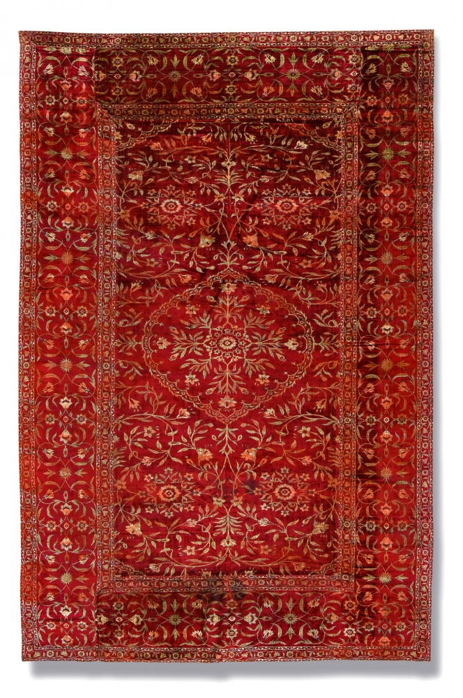 Floorspread with medallion pattern, woven for the Mughal court
