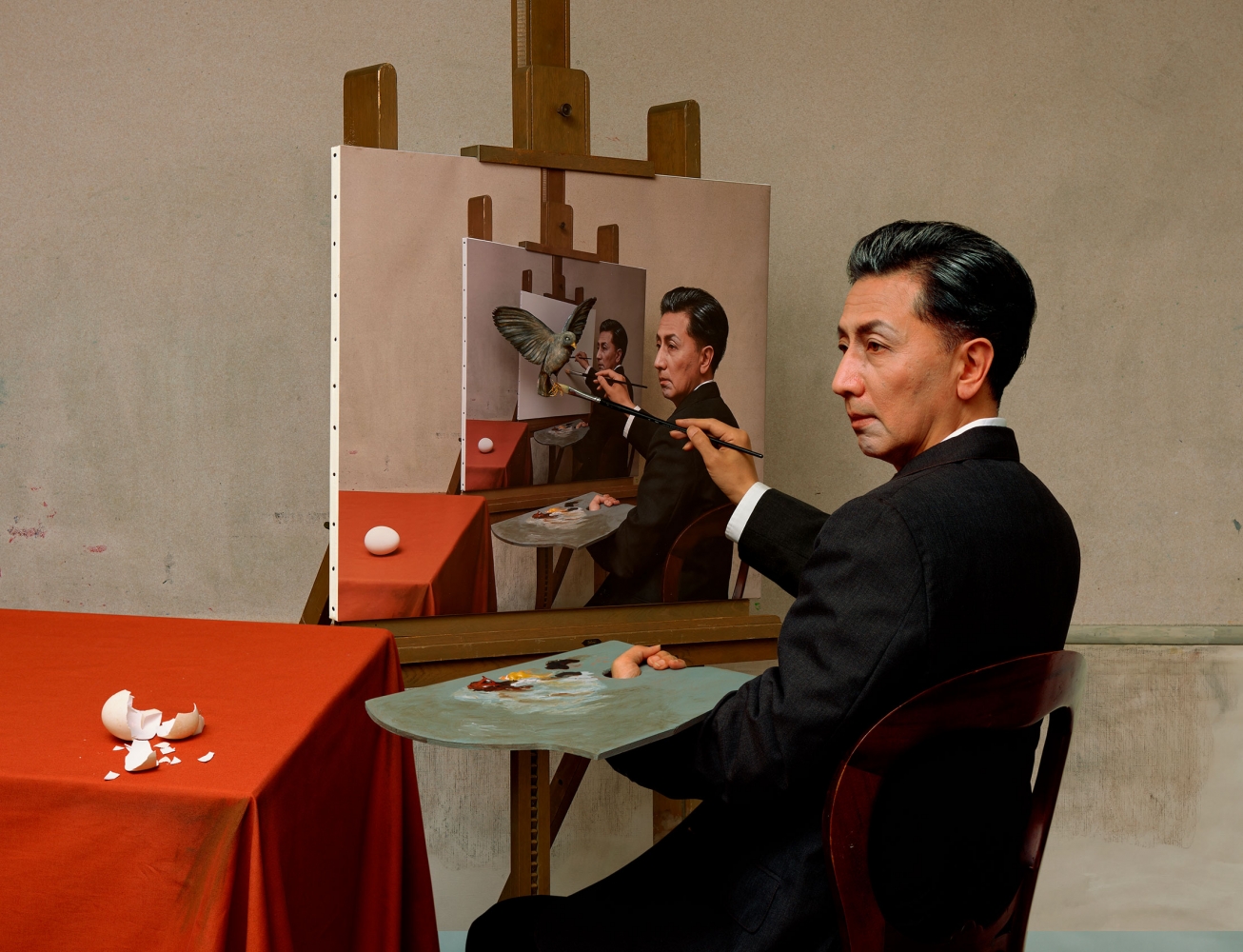 Yasumasa Morimura Self-Portraits through Art History (Magritte / Triple Personality), 2016