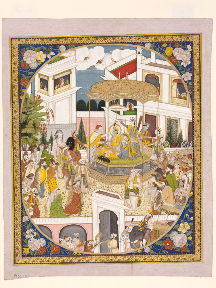 The Coronation of Rama, based on the description in the Yuddhakanda of the Ramayana, ch. 130, c. 1840