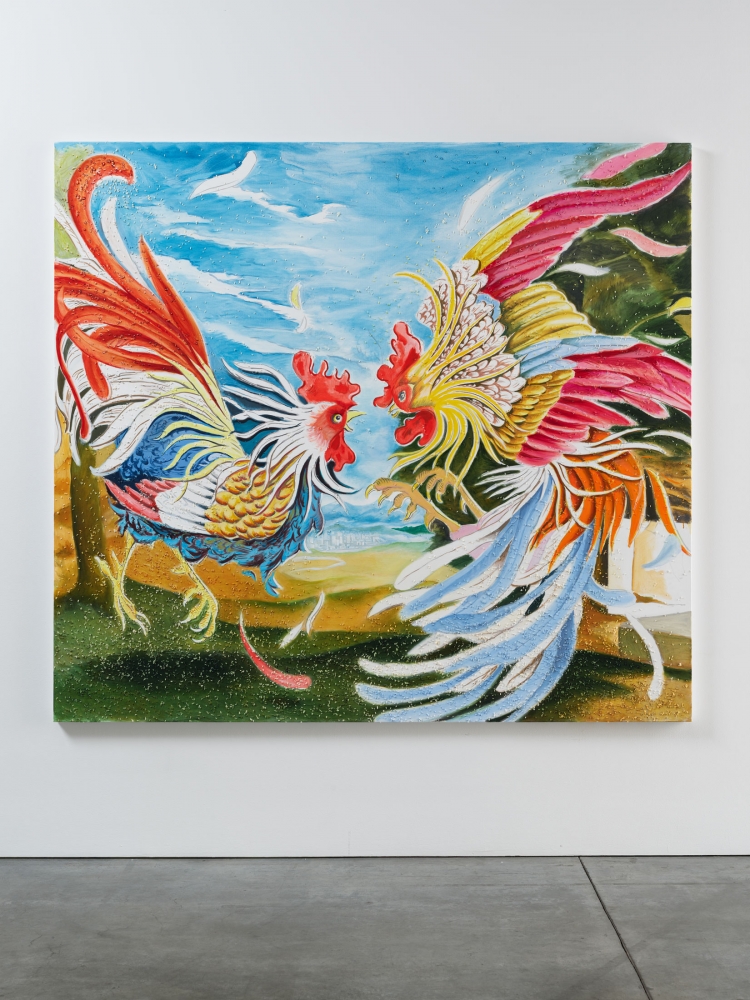 Allison Katz
Noli Me Tangere!, 2021
Oil, acrylic and rice on canvas
78 3/4 x 86 5/8 inches
(200 x 220 cm)