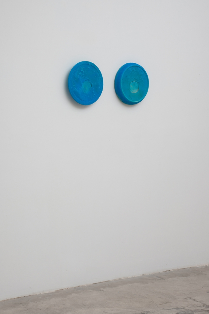 Roger Hiorns
Untitled (Perfect Lovers), 2012
Copper sulfate on found clocks
1 3/4&amp;nbsp;x 35 inches
(4.4 x 88.9 cm)