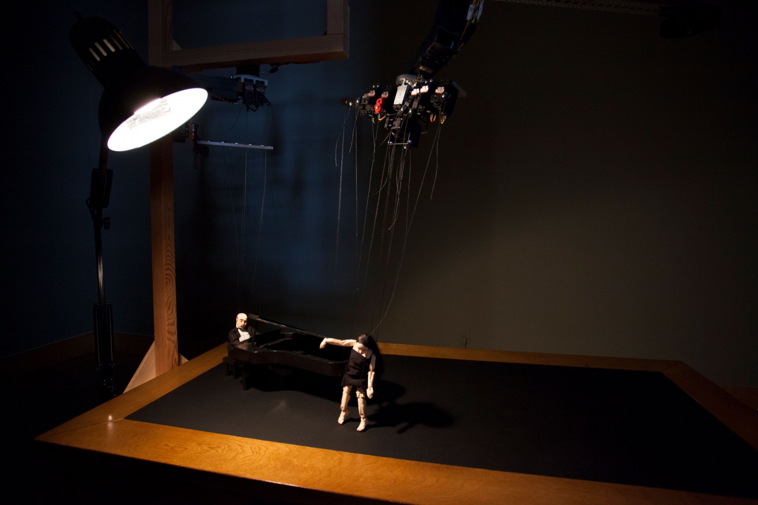 Janet Cardiff and George Bures Miller
Sad Waltz and the Dancer who couldn&amp;#39;t dance, 2015
Detail
Mixed media installation including wooden desk, marionettes, robotics, audio, and lighting
Duration: Approximately 4 minutes, looped
55 1/16 x 27 1/2 x 62 15/16 inches
(140 x 70 x 160 cm)
Installation view,&amp;nbsp;THE POETRY MACHINE &amp;amp; Other Works
May 3 &amp;ndash;&amp;nbsp;July 5, 2018
Fraenkel Gallery, San Francisco