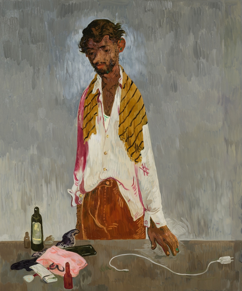 Salman Toor
Man with Face Creams and Phone Plug, 2019
Oil on canvas
43 x 36 inches
(109.2 x 91.4 cm)