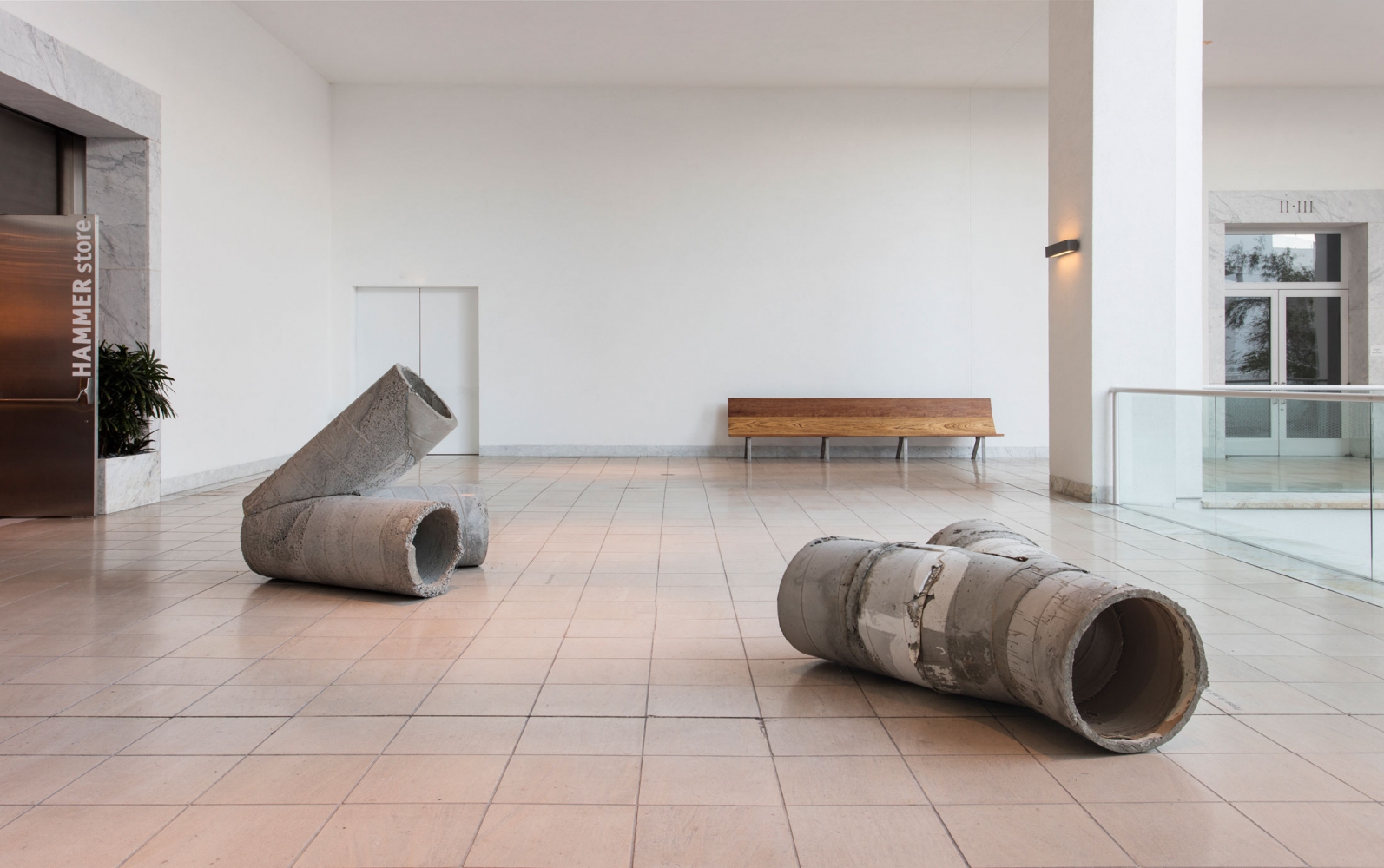 Oscar Tuazon
Pipe Prototype, 2015
Fiberglass, concrete, sonotube
21 1/4 x 49 1/2 x 61 inches
(54 x 125.5 x 155 cm)
February 6 &amp;ndash; May 22, 2016
Installation view of&amp;nbsp;Hammer Projects: Oscar Tuazon&amp;nbsp;at the&amp;nbsp;Hammer Museum, Los Angeles
Photo: Brian Forrest