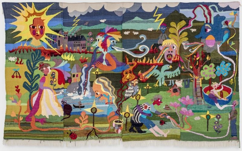 Christina Forrer&#39;s 8-by-14-foot tapestry &quot;Sepulcher,&quot; the centerpiece of her MATRIX exhibit at the Wadsworth Atheneum Museum of Art through Jan. 2, 2022.&nbsp;(Christina Forrer)