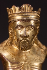 A gilded bronze corupus of Christ Triumphant (detail), Meuse Valley