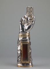 Jean Mamerot (acive Auxerre, 1535-after 1568), An arm reliquary of a bishop saint
