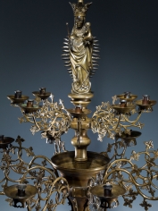A two-tier chandelier with the Virgin and Child (detail), Southern Netherlands