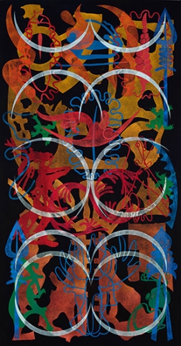 Philip Taaffe
Portal (Elegidia), 2019
Mixed media on canvas
100 1/4 x 52 7/8 inches
(254.6 x 134.3 cm)