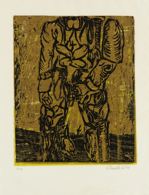 Georg Baselitz
Torso, 1966, printed 1988
Signed/Dated: 1/12; G. Baselitz 66/88
Woodcut on paper
Image size: 19 3/4 x 16 1/4 inches (50.2 x 41.3 cm)
Paper size: 25 7/8 x 19 3/4 inches (65.7 x 50.2 cm)
Framed dimensions: 32 1/2 x 24 1/2 inches (82.6 x 62.2 cm)
&amp;copy; Georg Baselitz 2021
Photo: &amp;copy;&amp;nbsp;bernhardstrauss.com
