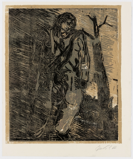 Georg Baselitz
Partisan, 1966
Signed/Dated: Baselitz 66
Woodcut in green/black on different papers
Image size: 14 7/8 x 12 inches (37.8 x 30.5 cm)
Paper size: 16 1/8 x 13 7/8 inches (41 x 35.2 cm)
Framed dimensions: 24 11/16 x 18 9/16 inches (62.7 x 47.1 cm)
&amp;copy; Georg Baselitz 2021
Photo: &amp;copy;&amp;nbsp;bernhardstrauss.com