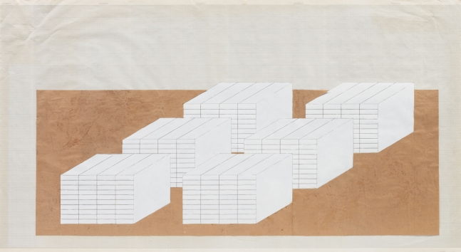 Rachel Whiteread
Books, 1997
Acrylic, pencil and collage on graph paper
40 15/16 x 74 3/4 inches
(104.0 x 190.0 cm)