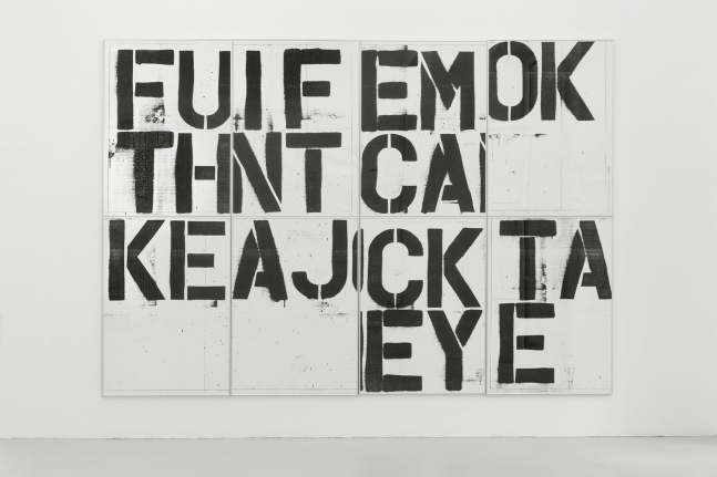 Christopher Wool
Untitled (Billboard Graz), 1991/2019
Set of eight framed offset lithographs on paper
Edition of 6
94 1/2 x 133 7/8 inches
(240 x 340 cm)