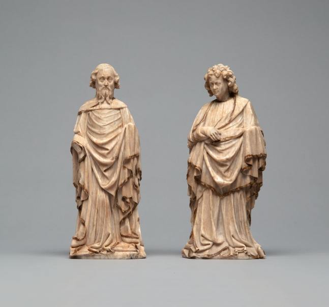 A pair of alabaster standing Apostles, carved for the high altar of Saint-Omer Cathedral, c. 1430 (probably 1429)