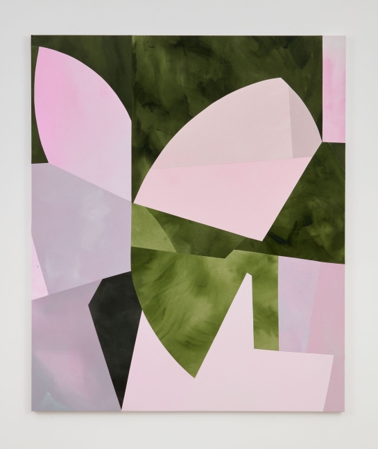 Sarah Crowner
Sliced Dusk (Lilacs, Greens), 2018
Acrylic on canvas, sewn
84 x 70 inches
(213.4 x 177.8 cm)