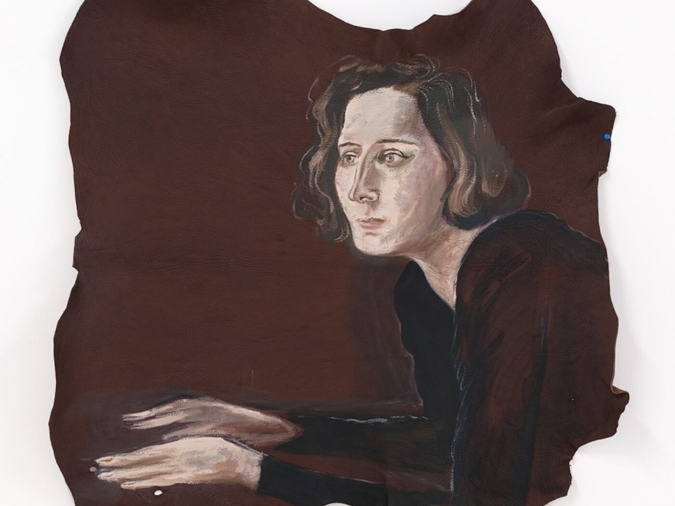 Katz portrait painting on cloth
