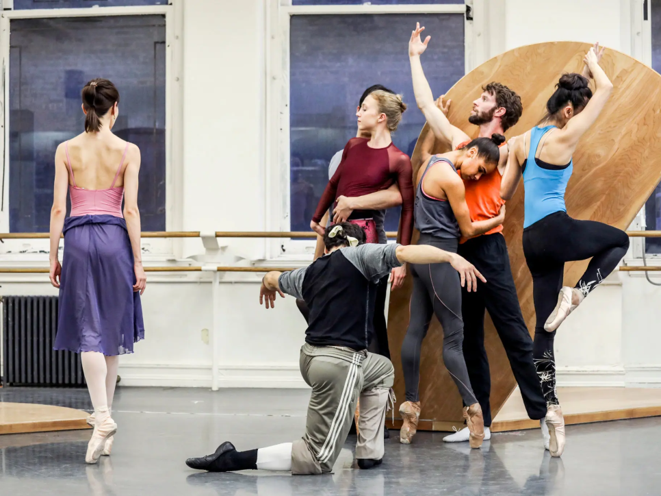 a group of ballet dancers in rehearsal